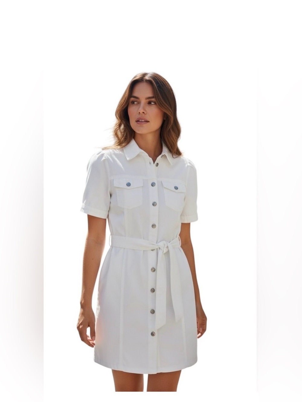 Nanette Lepore White Cotton Button Down Mini Shirtdress NWT Size 14 Coastal Chic